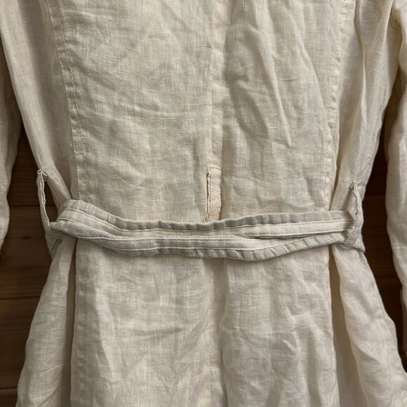 AllSaints Size 8 100% Linen Harlequin Button Front Trench Coat Lagenlook - Picture 11 of 15